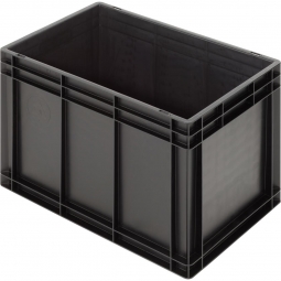 Leitfähiger Stapelbehälter, 2 Griffleisten, LxBxH 600x400x420 mm, 80 Liter, schwarz