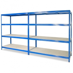Großfachkomplettregal mit 2 Feldern, BxTxH 3600x600x1800 mm, Tragkraft 350 kg je Boden