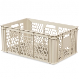 Euro-Gläserkasten, LxBxH 600x400x250 mm, durchbrochen, 4 Durchfassgriffe, 49 Liter, PE-HD, kieselgrau