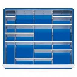 Einteilungsset für Schublade, BxT 680x560 mm, Fronthöhe 120-150 mm, 20 Fächer