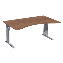 Schreibtisch PREMIUM höhenverstellbar, Nussbaum/Silber, BxTxH 1600x800/1000x680-820 mm