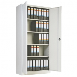 Ordner-Universalschrank mit 4 Fachböden, BxTxH 800x380x1800 mm, komplett lichtgrau RAL 7035