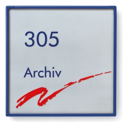 Türschild "Rom", enzianblau RAL 5010, 180x180 mm