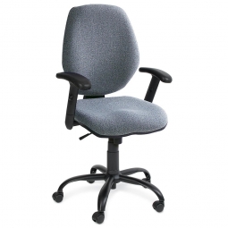 Bürodrehstuhl "Perfekt" + Armlehnen,  Farbe grau, Synchronmechanik, extra hohe Rückenlehne 520 mm