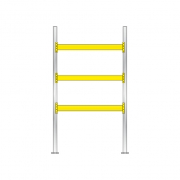 Palettenregal für 8 Europaletten, BxTxH 2025x1100x3500 mm, Tragbalkenebenen mit 38 mm Spanplattenböden, Fachlast 2200 kg/Tragbalkenpaar