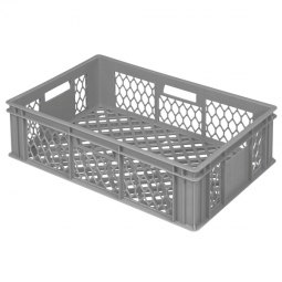 Bäckerkiste, LxBxH 600x400x170 mm, Wände und Boden durchbrochen, Gewicht 1,50 kg, grau