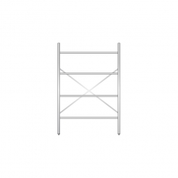 Aluminiumregal mit 4 Gitterböden, Stecksystem, BxTxH 1200x500x1800 mm, Nutztiefe 480 mm