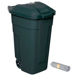 Rolleimer 100 Liter + GRATIS 50 Müllsäcke, BxTxH 510x550x850 mm, Korpus anthrazit, Deckel anthrazit