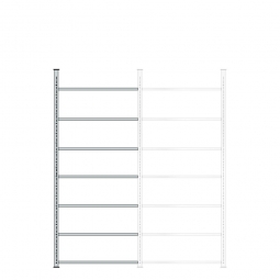 Ordner-Anbauregal mit 7 Böden, kunststoffbeschichtet, Schraubsystem, BxTxH 1000x300x2550 mm