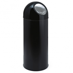 Push-Abfallbehälter, Inhalt 55 Liter, schwarz, HxØ 820x310 mm, Stahlblech, Einwurföffnung Ø 160 mm
