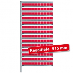 Steckregal / Anbauregal, verzinkt, BxTxH 1035x515x2000 mm, mit Regalkästen LxBxH 500x91x81 mm