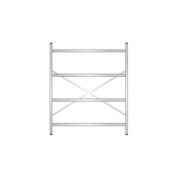 Edelstahl-Steck-Grundregal, BxTxH 1500x300x1800 mm, mit 4 Regalböden T: 250 mm