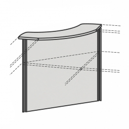 Vorwandelement für Empfangstheke "SUPERIOR" 90° Oberboden gebogen, BxH 1236x1025 mm, lichtgrau