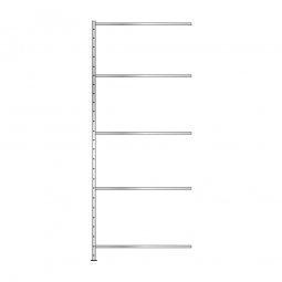 Schnellbau-Steck-Anbauregal, glanzverzinkt, BxTxH 1210x310x3000 mm, mit 5 Fachböden