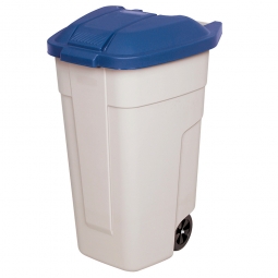 Fahrbare Tonne - 100 Liter, BxTxH 510x550x850 mm, beige/blau
