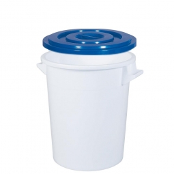 Rundtonne, 75 Liter, Ø oben/unten 495/385 mm, Höhe 570 mm, weiß + GRATIS Tonnendeckel, blau