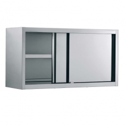 Wandhängeschrank aus Edelstahl, mit Schiebetüren, BxTxH 1800x400x660 mm, CNS 18/10