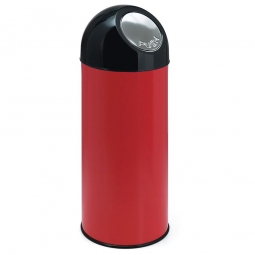Push-Abfallbehälter, Inhalt 55 Liter, rot, HxØ 820x310 mm, Stahlblech, Einwurföffnung Ø 160 mm