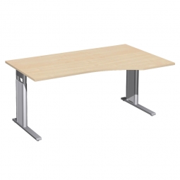 Schreibtisch PREMIUM höhenverstellbar, rechts, Ahorn/Silber, BxTxH 1600x800/1000x680-820 mm