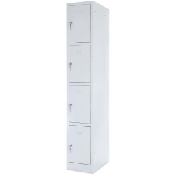 Stahl-Fächerschrank mit Sockel, 4 Fächer, BxTxH 300x490x1800 mm, lichtgrau
