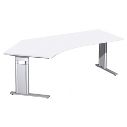 Schreibtisch PREMIUM höhenverstellbar, 135° links, Weiß/Silber, BxTxH 2166x800/1130x680-820 mm