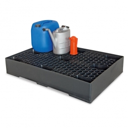 Sicherheits-Auffangwanne aus Kunststoff, LxBxH 1200x800x210 mm, schwarz, Tragkraft 1200 kg