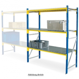 Weitspannregal mit 3 Stahlblechebenen, Stecksystem, BxTxH 1880x1205x2000 mm, Tragkraft 700 kg/Ebene