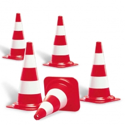 5x Leitkegel Spar-Set, Kegelhöhe 500 mm, Farbe rot mit 2 weißen Streifen