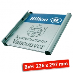 Türschild "Genf", enzianblau RAL 5010, BxH 226x297 mm