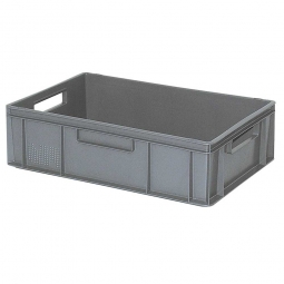 Eurobehälter mit 2 Durchfassgriffen, LxBxH 600x400x170 mm, 33 Liter, grau