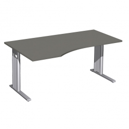 Schreibtisch PREMIUM höhenverstellbar, links, Graphit/Silber, BxTxH 1600x800/1000x680-820 mm
