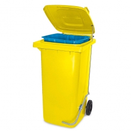 Müllbehälter, 120 Liter, gelb, mit Fußpedal und Klemmring, BxTxH 480x550x930 mm, Niederdruck-Polyethylen (PE-HD)