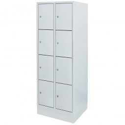 Stahl-Fächerschrank mit Sockel, 8 Fächer, BxTxH 610x500x1800 mm