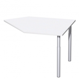 Datenanbautisch PREMIUM links, Weiß/Silber, BxTxH 1060x1225x680-820 mm, höhenverstellbar