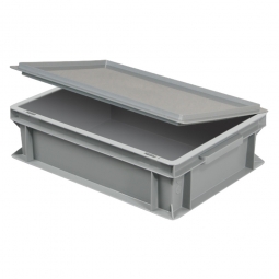 Scharnierdeckel für Euro-Geschirrkasten, LxB 400x300  mm, grau, Gewicht 450 g