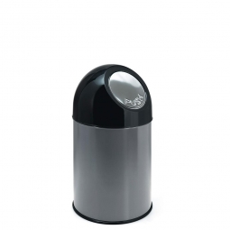 Push-Abfallbehälter, Inhalt 30 Liter, grau, HxØ 540x310 mm, Stahlblech, Einwurföffnung Ø 160 mm