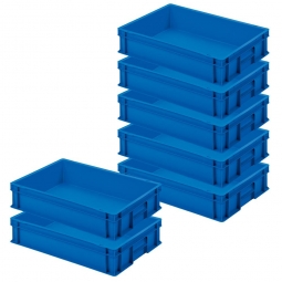 Set mit 5 Euro-Stapelbehältern + 2 Behälter GRATIS, Farbe blau, LxBxH 600x400x120 mm