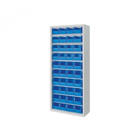 Schrank mit Sichtboxen, ohne Türen, BxTxH 700x300x1690 mm, lichtgrau RAL 7035