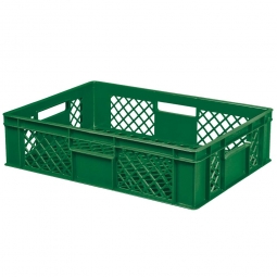 Durchbrochener Eurobehälter mit 4 Durchfassgriffen, LxBxH 600x400x150 mm, 27 Liter, grün