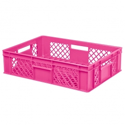 Durchbrochener Eurobehälter mit 4 Durchfassgriffen, LxBxH 600x400x150 mm, 27 Liter, violett