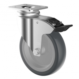 Apparate-Lenkrolle mit Bremse, TPE-Lauffläche, Rad-ØxB 100x32 mm, Tragkraft 100 kg