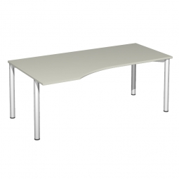 PC-Tisch, links Komfort, Gestell silber, Dekor lichtgrau, BxTxH 1800x1000x720 mm