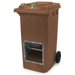 Streugutbehälter mit Entnahmeöffnung und Schließung, braun, 240 Liter, BxTxH 580x730x1075 mm