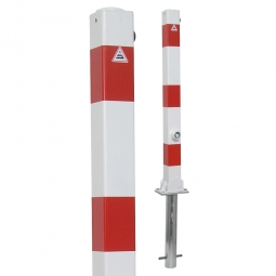 Absperrpfosten, sichtbare Höhe 900 mm, Vierkant 70x70 mm, umklappbar Ausführung, mit Bodenhülse