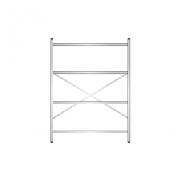 Edelstahl-Steck-Grundregal, BxTxH 1500x600x2000 mm, mit 4 Regalböden T: 550 mm