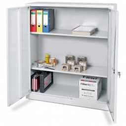Universalschrank mit 2 Fachböden, BxTxH 920x420x1200 mm, lichtgrau RAL 7035