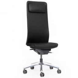 Bürodrehstuhl "Agilis Matrix MT14", mit Nackenkissen, Echtleder, Polster schwarz, belastbar bis 120kg