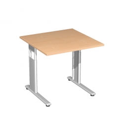 Schreibtisch ELEGANCE feste Höhe, Dekor Buche, Gestell Silber, BxTxH 800x800x720 mm