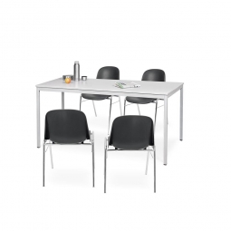 5-teilige Sitzgruppe: 4 Schalenstühle + 1 Tisch, BxTxH 1600x800x750 mm, lichtgrau/schwarz